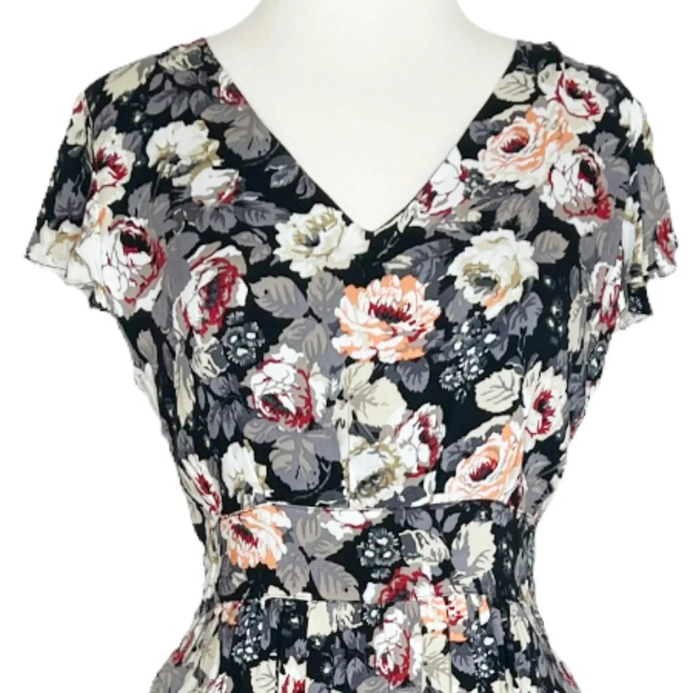 Modcloth Frock Shop Floral Roses Dress Large - Picture 3 of 10